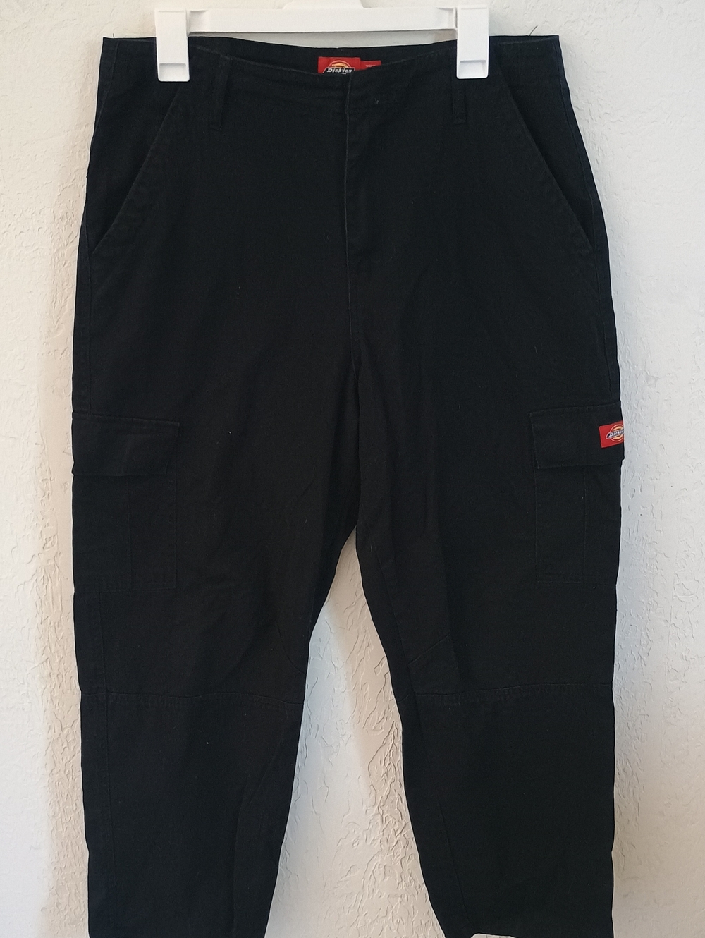 Dickies Black Men's Cargo Pants with Red Logo Tabs